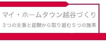 ホームタウン越谷の実現に向けて。経験から取り組む5つの施策